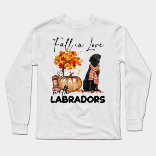 Fall In Love Scarf  Black Labrador Long Sleeve T-Shirt